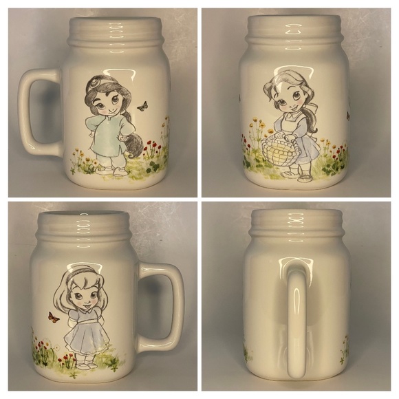 Disney Mug Coffee Cup Mason Jar Mug Tea Cup Cinderella Jasmine Belle Princess - Picture 2 of 9